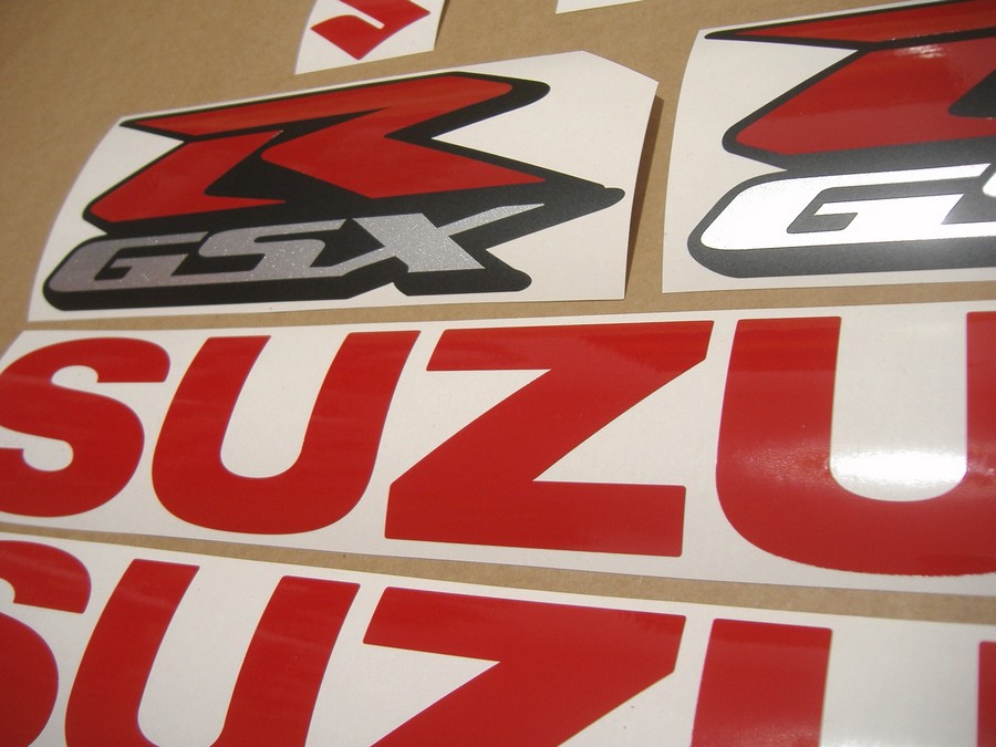 GSX-R 600 chrome red decals stickers graphics set logo bordeaux burgundy gixxer