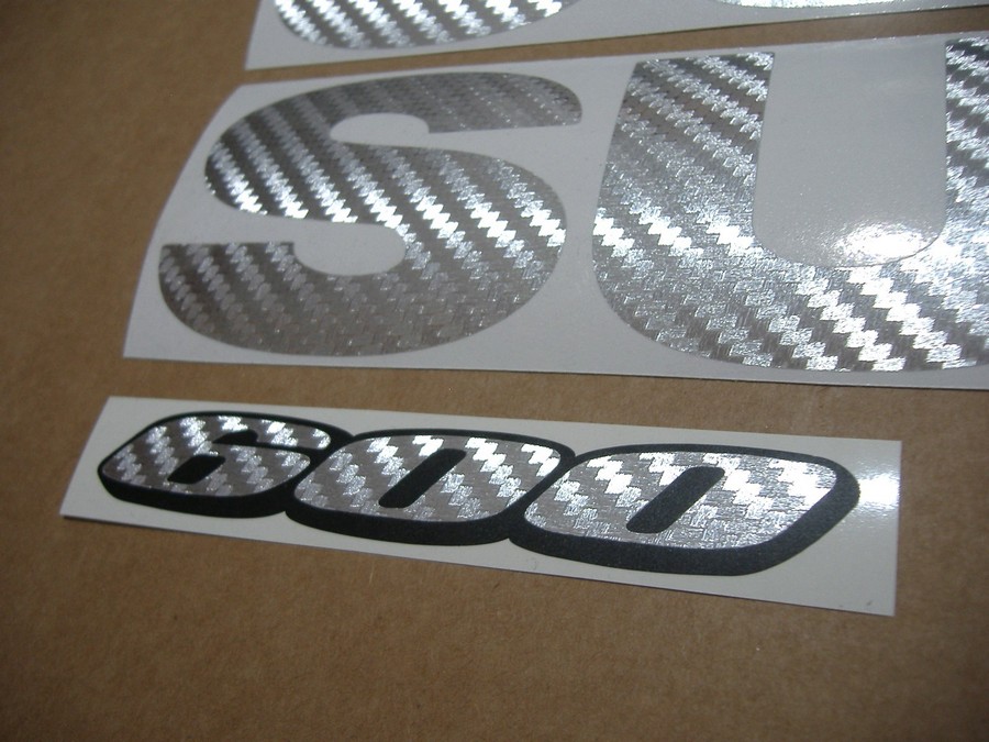 GSXR 600 silver carbon fiber decals stickers graphics kit set grey gixxer srad