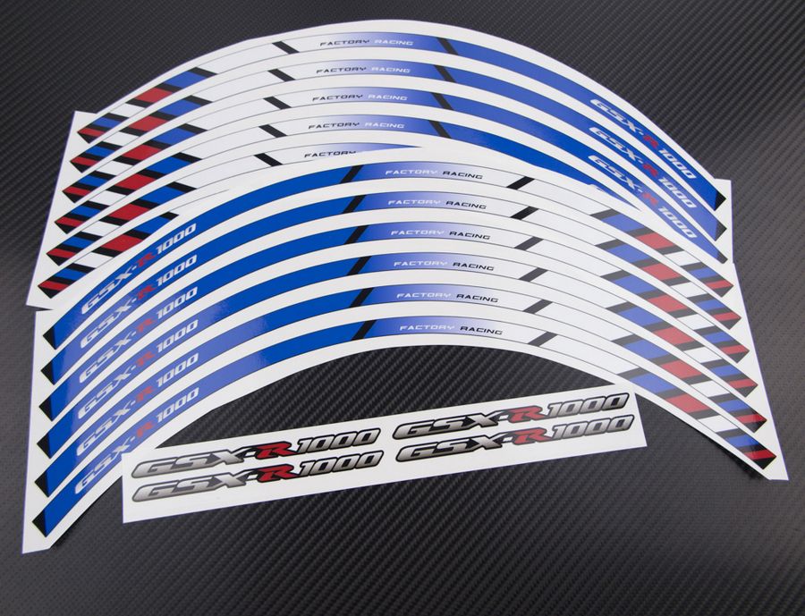 NLEN Sticker wheel Rim Suzuki GSX R GSXR GSX-R 1000 Red Blue strip tape vinyl ad 
