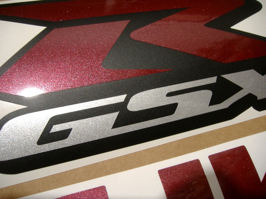 GSX-R 600 chrome red decals stickers graphics set logo bordeaux burgundy gixxer