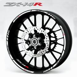 Kawasaki ZX-14 Ninja wheel rim stripes and decals set in white