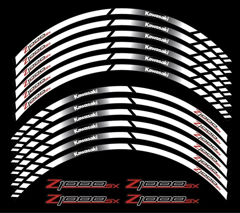 Kawasaki Z1000sx wheel stripes decals white