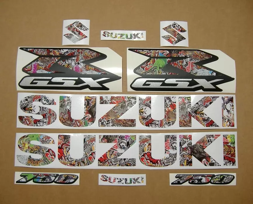 Suzuki Gixxer 750 skull custom full decals set