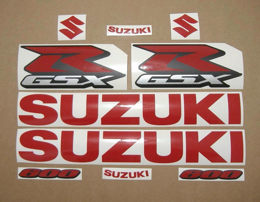 Suzuki GSX-R 600 medium (blood) red logo decals/stickers set