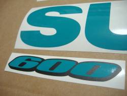 Suzuki GSXR 600 opal blue green srad labels 