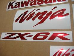 Kawasaki ZX6R Ninja custom chrome red logo stickers