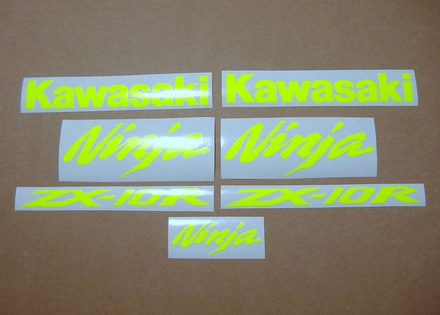 Kawasaki ZX10R ninja custom neon (signal) yellow decal/sticker set - Moto- Sticker.com