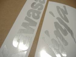 Kawasaki ZX6R brushed aluminium emblems decal set