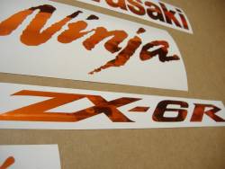 Kawasaki ZX6R 636 chrome orange stickers kit