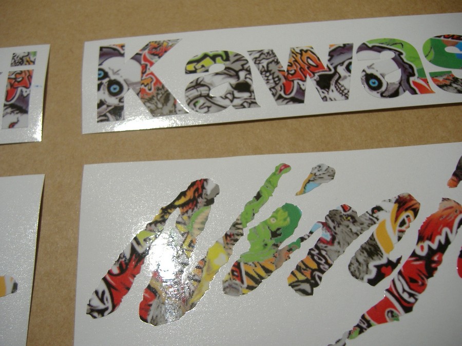 Kawasaki ZX6R graffiti (multicolor) decals/stickers (custom set