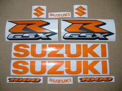 Suzuki GSXR 1000 light reflective orange sticker set