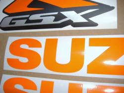 Suzuki GSXR 600 light reflective orange logo emblems set