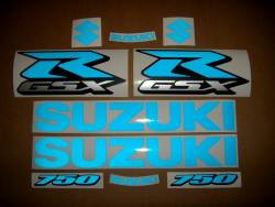 Suzuki GSXR 750 SRAD light reflective blue graphics 