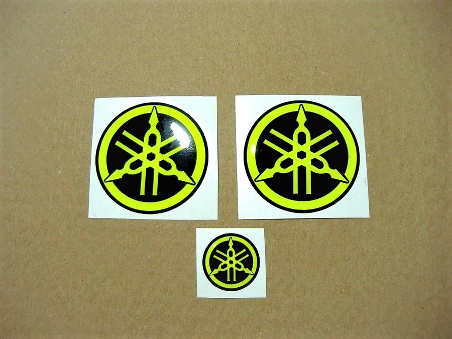Fluorescent/signal yellow Yamaha gel silicone 3d tank emblems