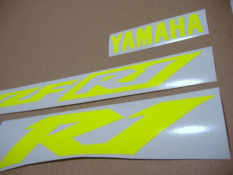 Yamaha R1 (RN09 5pw) decals logo set - custom fluo neon yellow - Moto