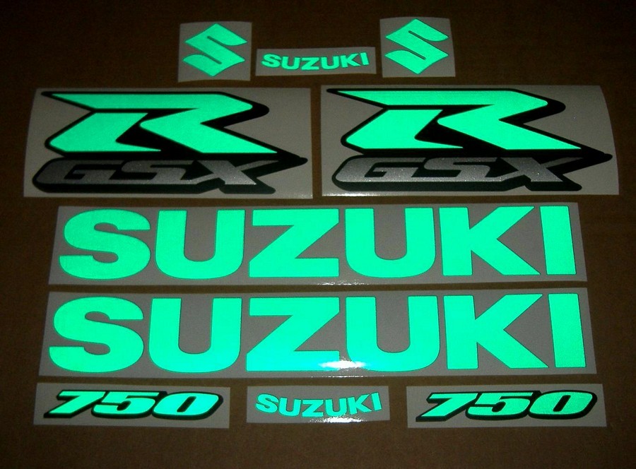 Suzuki GSXR 750 SRAD light reflective green signal decals set - Moto-Sticker .com