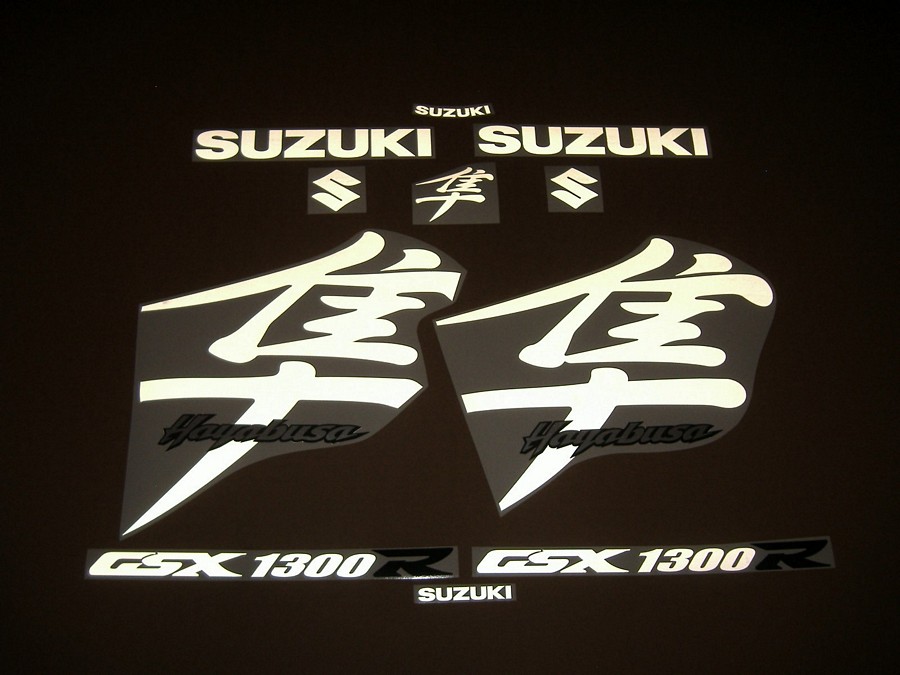 Suzuki Hayabusa mk1 light reflective white kanji decals set