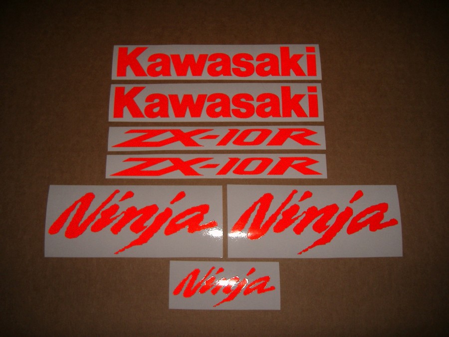 2D Printing Red Stickers Badge Emblem Stickers Decals Set for Kawasaki Ninja 