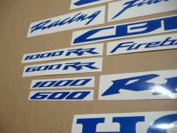 Honda CBR 600RR 1000RR reflective blue logo adhesives