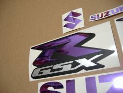 Suzuki GSXR 600 srad chrome mirrored purple graphics  logo kit 