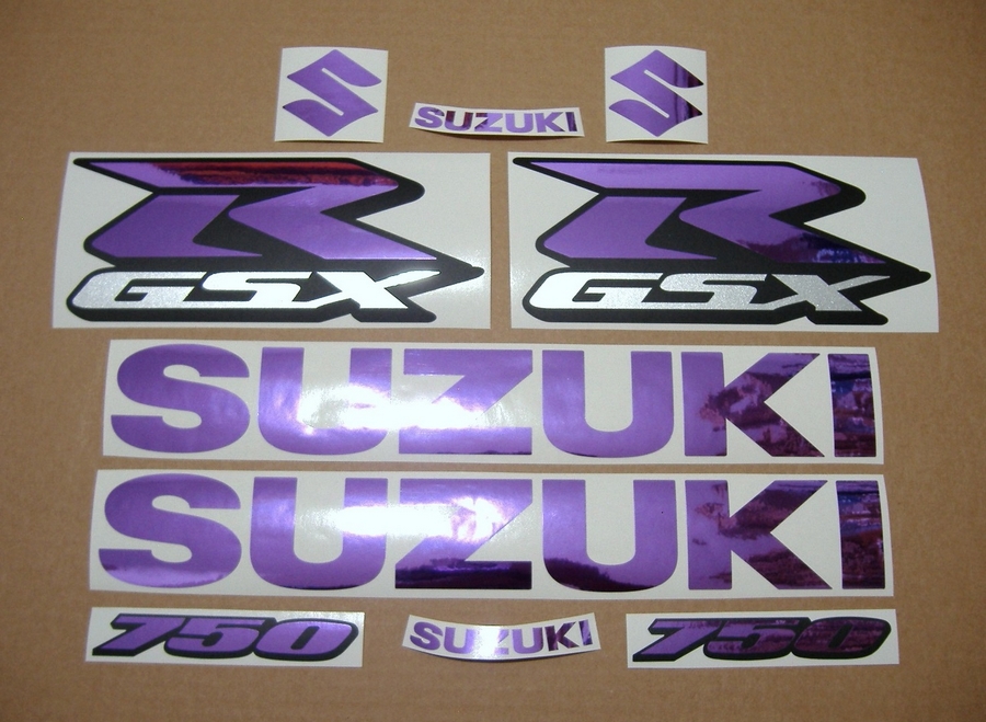 Suzuki GSX-R (Gixxer) 750 chrome mirror purple graphics/decals
