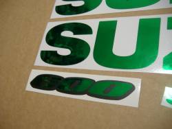 Aftermarket logo emblems set for Suzuki Gixxer 600 in chrome green