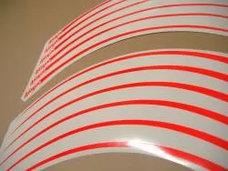 Kawasaki ZX12R fluorescent neon red wheel/rim stripes decals
