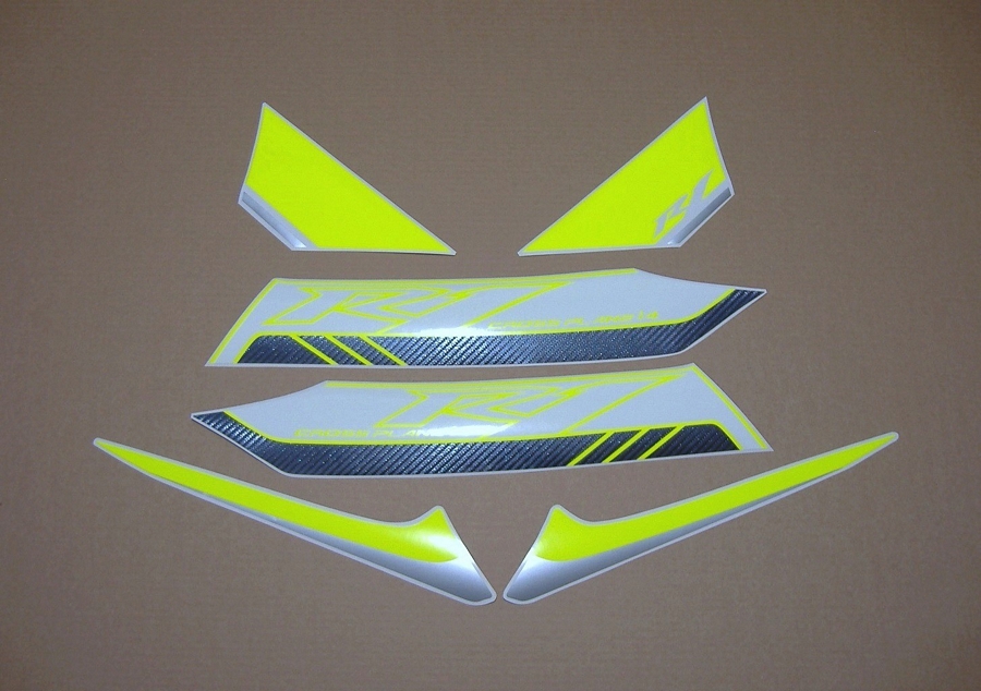Yamaha R1 2011-2014 (RN22 or 14b) fluorescent neon yellow decals - Moto- Sticker.com