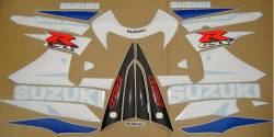 Suzuki GSXR 750 2002 K1 white blue full sticker kit 