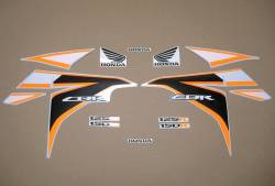 Honda CBR 125R 2011 orange/silver replica decals set