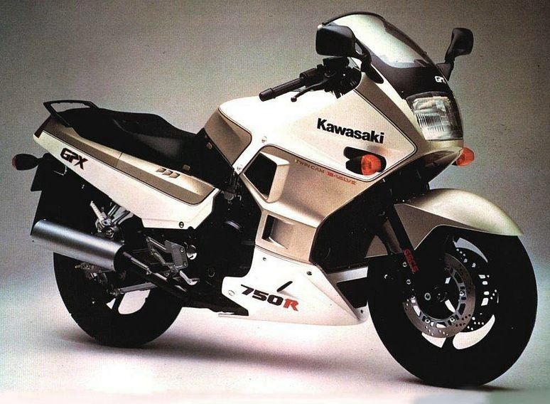 Kawasaki 750R 1987 decals set - white/silver - Moto-Sticker.com