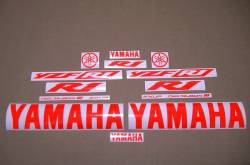 Neon red logo decals for Yamaha YZF R1