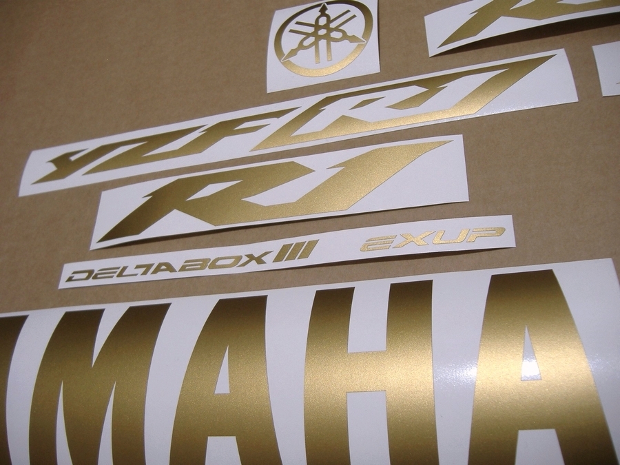 Matte Satin Golden Logo Decals Set For Yamaha Yzf R1 02 03 Moto