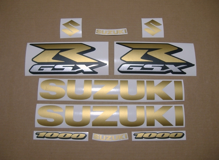 Matte gold logo graphics for Suzuki GSXR 1000