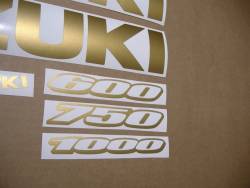 Satin gold logo stickers for Suzuki GSXR 750