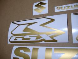 Satin gold logo graphics for Suzuki GSXR 750