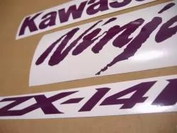 Kawasaki ZX-14 ninja purple color logo stickers