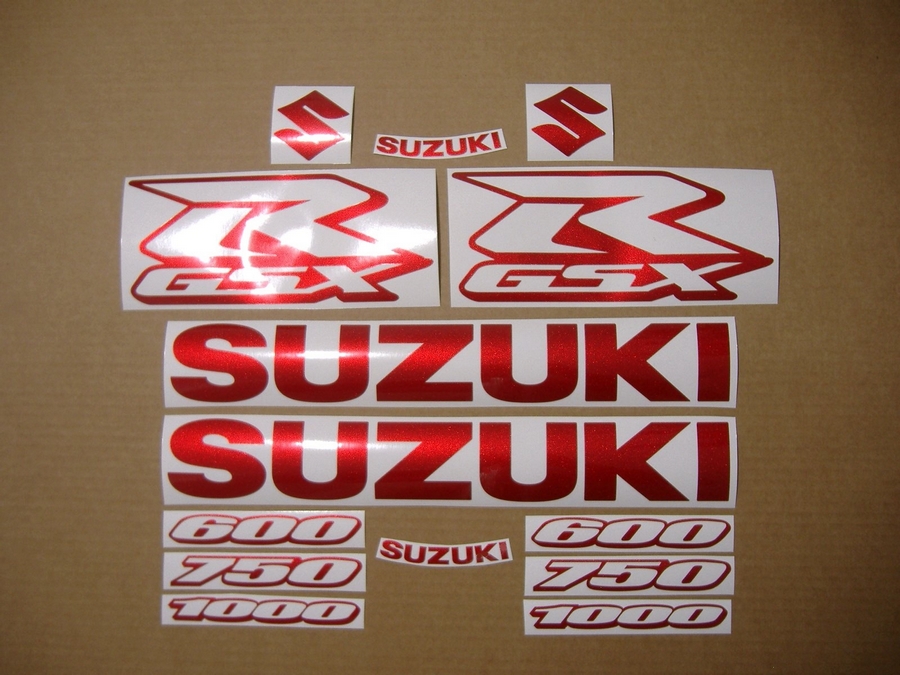 SUZUKI GSX-R 750 CUSTOM NEON RED STICKER SET