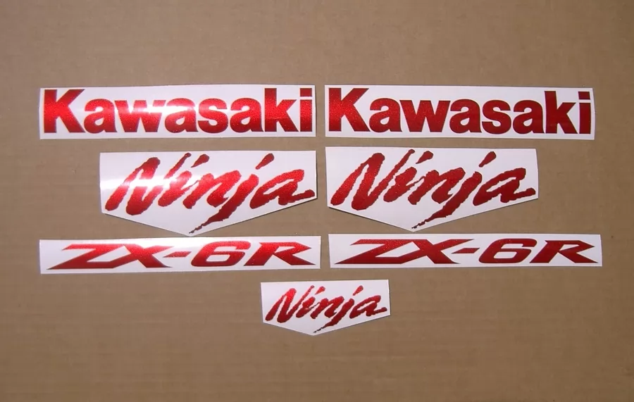 Kawasaki ZX6R 600 ninja cherry red logo decals