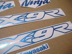 Kawasaki ZX9R 900 metallic blue emblems stickers
