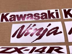 Kawasaki zx-14r zx1400 burgundy red decals set