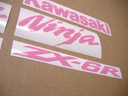 Kawasaki ZX-6R ninja soft pink logo decals set 