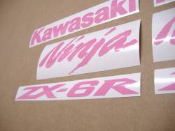 Kawasaki ZX-6R ninja soft pink logo emblems set 