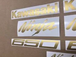 Matte gold decals set for Kawasaki 650 Ninja
