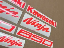 High visibility red decals for Kawasaki 650 Ninja
