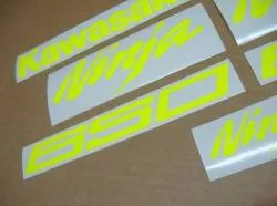 Neon signal yellow decals for Kawasaki 650 Ninja