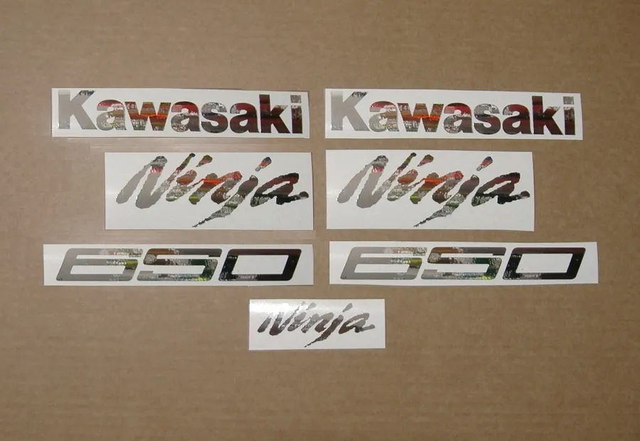 Kawasaki 650 Ninja chrome mirror silver decals set