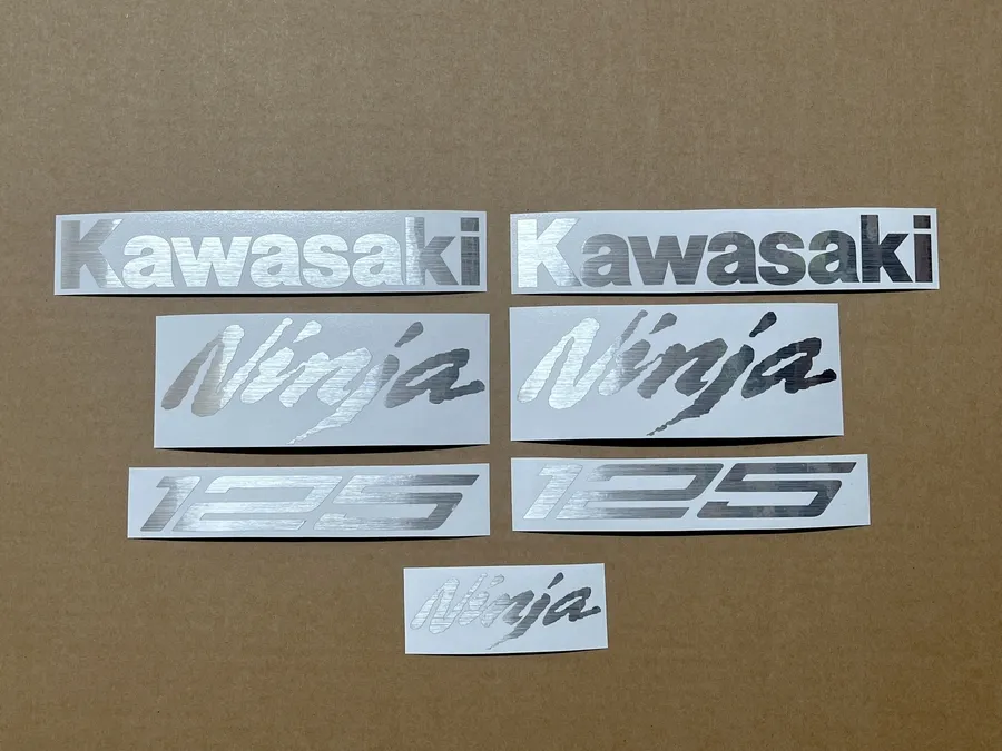 Brushed silver decals for Kawasaki ZX Ninja 125