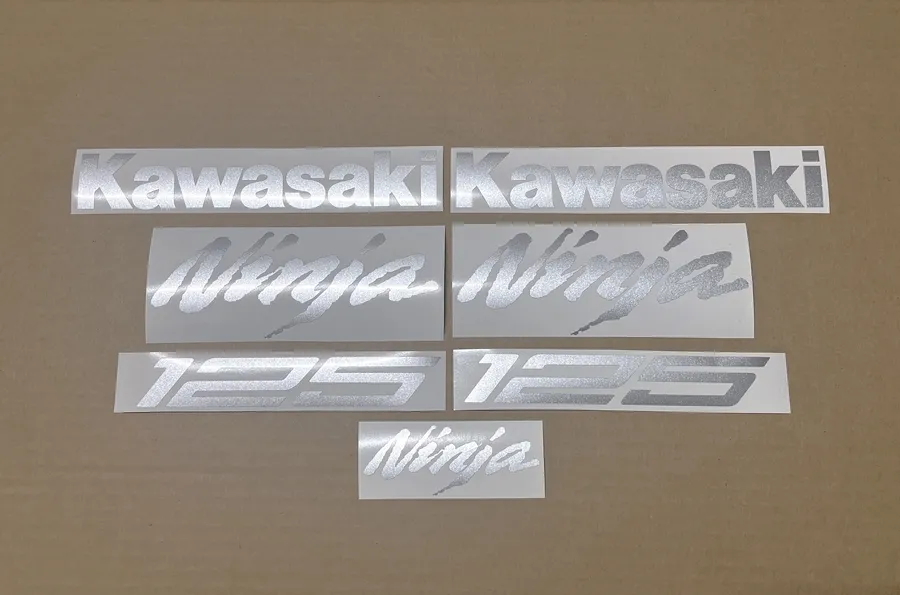 Metallic silver decals for Kawasaki Ninja 125 ZX