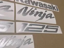Metallic silver stickers for Kawasaki Ninja 125 ZX